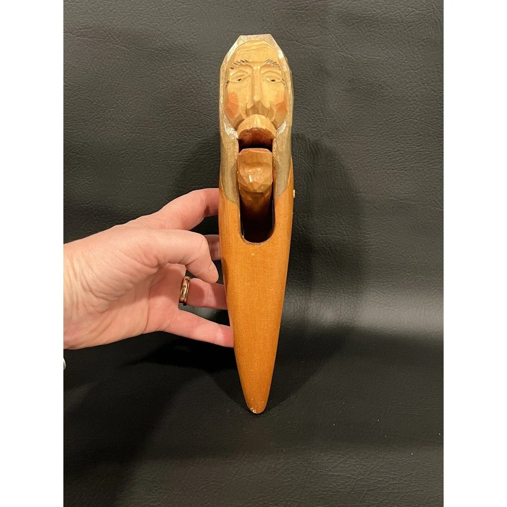 Vintage Carved Wooden Head NUTCRACKER Figural Man 